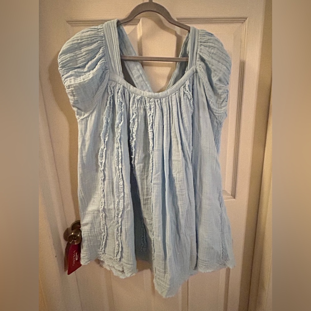 blue flowy mini dress